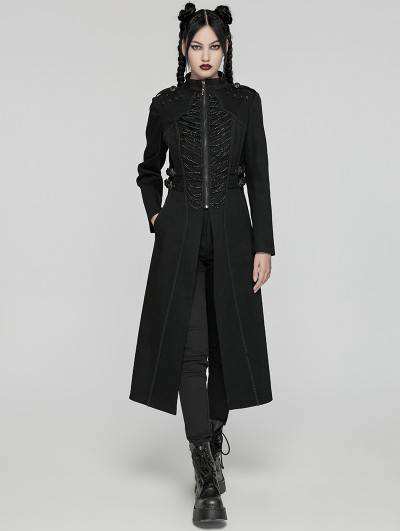Punk Rave Black Gothic Punk Denim Chain Embellished Long