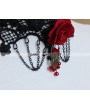 Red Flower Black Lace Gothic Necklace