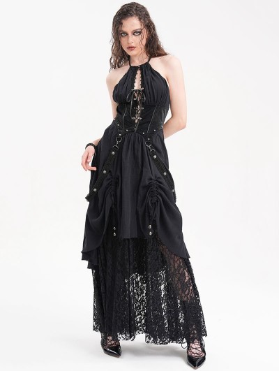 Gothic BIGフーディ Black Gothic Oversized Hoodie with Cat Ears and Tail