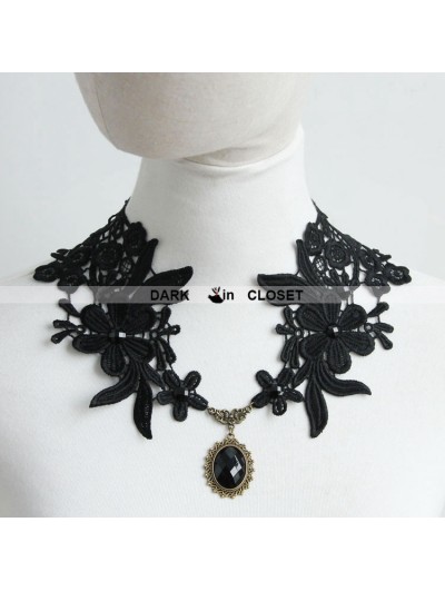 Romantic Black Lace Pendant Gothic Necklace