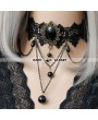 Black Pendant Chain Lace Gothic Necklace