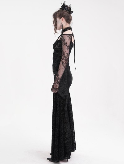 Eva Lady Black Gothic Retro Sexy Cut-Out Patterned Lace Top for Women -  DarkinCloset.com