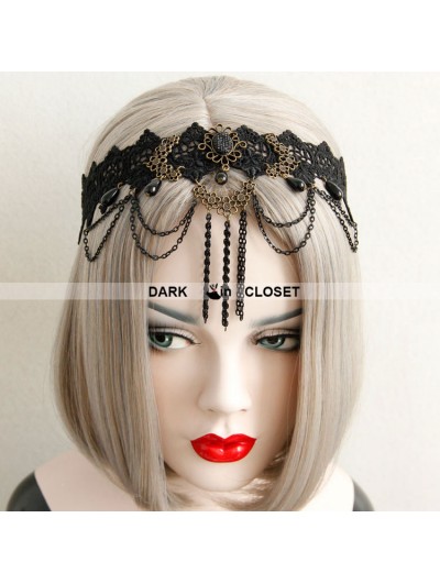 Black Chain Gothic Lace Headdress