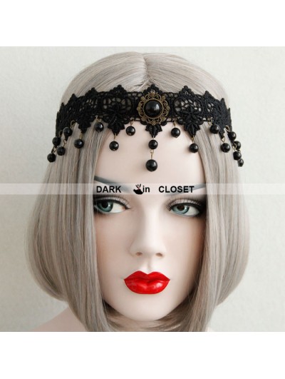 Black Pendant Chain Lace Gothic Headdress