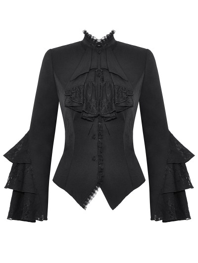 トップス Gothic black ruffle blouse DARK IN LOVE Gothic black ruffle blouse IW103BK – DARK IN LOVE