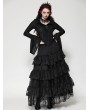 Dark in love Black Gothic Queen Jacquard Ruffle V-Neck Shirt for Women