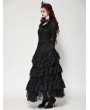 Dark in love Black Gothic Queen Jacquard Ruffle V-Neck Shirt for Women