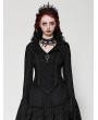 Dark in love Black Gothic Queen Jacquard Ruffle V-Neck Shirt for Women