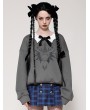 Dark in love Gray Gothic Bat Print Academy Style Pullover Sweatshirt for Women