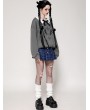 Dark in love Gray Gothic Bat Print Academy Style Pullover Sweatshirt for Women
