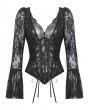 Dark in love Black Gothic Dark Lace Sexy Deep V-Neck Shirt for Women