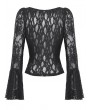 Dark in love Black Gothic Dark Lace Sexy Deep V-Neck Shirt for Women