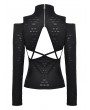 Dark in love Black Gothic Punk Back Cutout Pentagram Distressed Top for Women