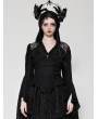Dark in love Black Gothic Elegant Long Trumpet Sleeves Shirt for Women