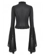Dark in love Black Gothic Elegant Long Trumpet Sleeves Shirt for Women