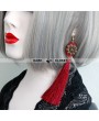 Vintage Red Fringe Gothic Earrings