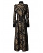 Pentagramme Gold Vintage Gothic Brocade Velvet Long Coat for Women
