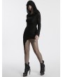 Punk Rave Black Gothic Distressed Irregular Hem Hooded Dress