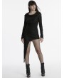Punk Rave Black Gothic Distressed Irregular Hem Hooded Dress