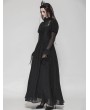Dark in love Black Vintage Gothic Spiderweb Patchwork Long Puff Sleeve Maxi Dress