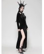 Dark in love Black Sexy Gothic Velvet Hollow High Slit Maxi Dress