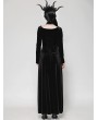 Dark in love Black Sexy Gothic Velvet Hollow High Slit Maxi Dress