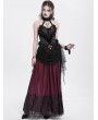 Eva Lady Black Women's Gothic Flower Decor Halter Sweetheart Top with Tulle Skirt