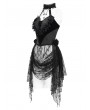 Eva Lady Black Women's Gothic Flower Decor Halter Sweetheart Top with Tulle Skirt