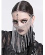 Devil Fashion Gothic Punk Silver Cross Skull Face Chain Tassel Headdress
