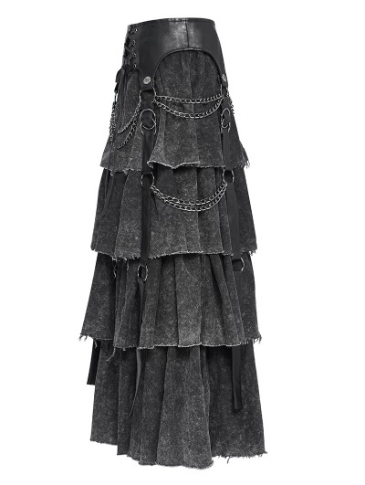 Devil Fashion Black Gothic Punk Distressed Strap Layered