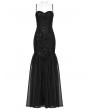 Punk Rave Black Gothic Glamorous Sequin Floral Lace Mermaid Party Dress