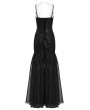 Punk Rave Black Gothic Glamorous Sequin Floral Lace Mermaid Party Dress