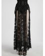 Punk Rave Black Sexy Gothic Lace Split Skirt with Detachable Spiked Chain