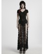 Punk Rave Black Sexy Gothic Lace Split Skirt with Detachable Spiked Chain