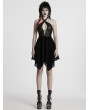 Black Sexy Gothic Punk Hollow Out Cross Halter Neck Short Dress