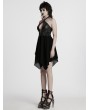 Black Sexy Gothic Punk Hollow Out Cross Halter Neck Short Dress