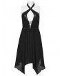 Black Sexy Gothic Punk Hollow Out Cross Halter Neck Short Dress