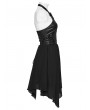 Black Sexy Gothic Punk Hollow Out Cross Halter Neck Short Dress