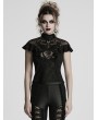 Punk Rave Black Sexy Gothic Rose Patterned Lace Applique Top for Women