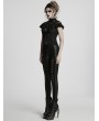 Punk Rave Black Sexy Gothic Rose Patterned Lace Applique Top for Women