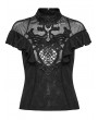 Punk Rave Black Sexy Gothic Rose Patterned Lace Applique Top for Women