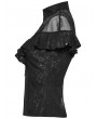 Punk Rave Black Sexy Gothic Rose Patterned Lace Applique Top for Women