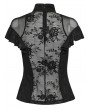 Punk Rave Black Sexy Gothic Rose Patterned Lace Applique Top for Women