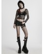 Punk Rave Black Gothic Sexy Mesh Long Sleeve T-Shirt for Women