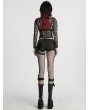 Punk Rave Black Gothic Sexy Mesh Long Sleeve T-Shirt for Women
