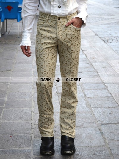 Pentagramme Yellow Alternative Pattern Gothic Pants for Men