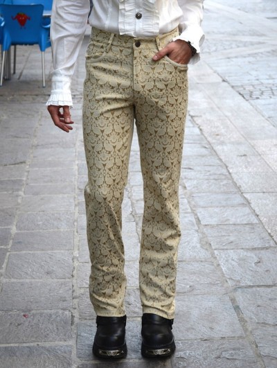 Pentagramme Yellow Alternative Pattern Gothic Pants for Men