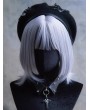 Black Dark Gothic Butterfly Embroidered Beret Hat