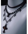 Black Gothic Cross Spider Triple Layered Necklace
