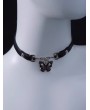 Black Skull Butterfly Faux Leather Buckled Choker